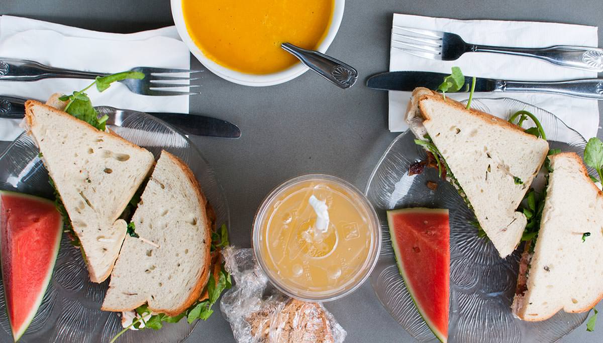 Sitting at an outside table and lunch is served at Picnix Bistro.