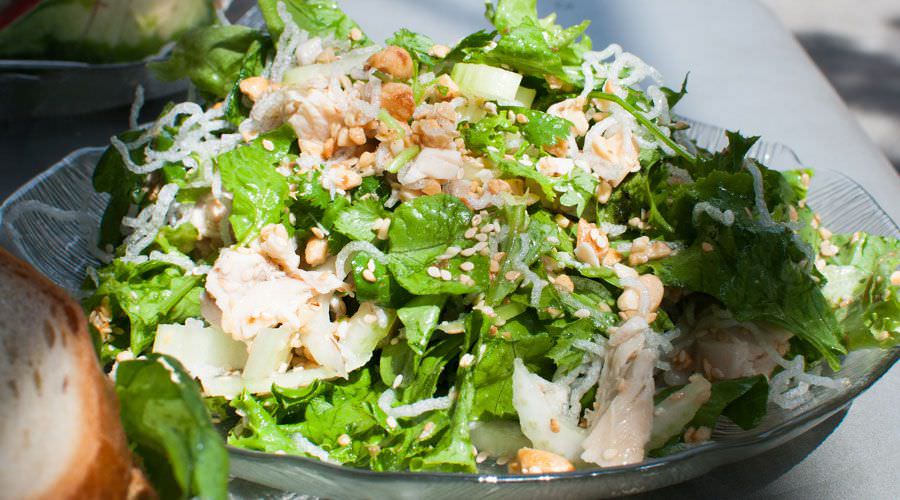 Fresh Oriental Style salad with chicken and peanuts.